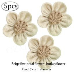 5pcs Handmade Jute Burlap Flowers Rose Hessian Ribbon Bow Vintage Rustic Wedding Decoration Table Christmas Party DIY Supplies