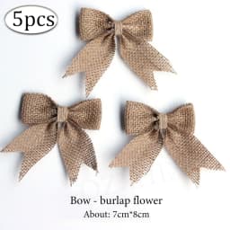5pcs Handmade Jute Burlap Flowers Rose Hessian Ribbon Bow Vintage Rustic Wedding Decoration Table Christmas Party DIY Supplies