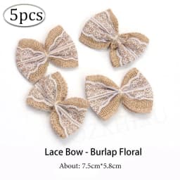5pcs Handmade Jute Burlap Flowers Rose Hessian Ribbon Bow Vintage Rustic Wedding Decoration Table Christmas Party DIY Supplies