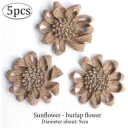 5pcs Handmade Jute Burlap Flowers Rose Hessian Ribbon Bow Vintage Rustic Wedding Decoration Table Christmas Party DIY Supplies