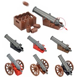 WW2 2527 Weapon Cannon Shells for figure land force Pirate Shooting Cannons with Cannonballs Base Particles Military Brick Parts