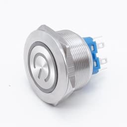 30mm Metal Push Button Two Way Switch LED 12V 5V Big Reset Self Locking Ring Power Supply Car Auto Engine Start Waterproof Blue