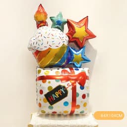 Happy Birthday Gift Box Foil Balloons Birthday Party Decoration 3D Gift Box Cake Aluminum Film Balloons For Baby Shower Wedding