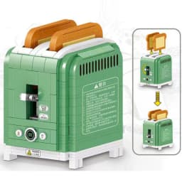 Creative Micro Coffee Machine Retro Typewriter 3D Model Building Blocks City MOC Radio Bread Maker Walkman Mini Bricks Toys Gift