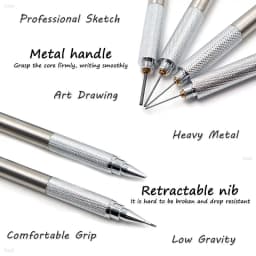 Full Metal 2.0 mm Mechanical Pencils Leads Set for Art Drawing Painting Color 2B Automatic Pencils Office School Pens Supplies