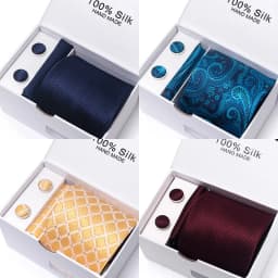 Classic Style 65 Colors Sales Silk Tie Handkerchief Cufflink Set Men Necktie Box Solid Color Sky Blue Fit Wedding Office Cravat