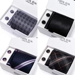 Classic Style 65 Colors Sales Silk Tie Handkerchief Cufflink Set Men Necktie Box Solid Color Sky Blue Fit Wedding Office Cravat