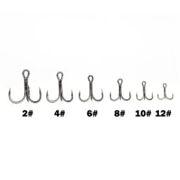 OUTKIT 10pcs 4x Strong Super Sharp Round Treble Hook Antirust High Carbon Steel 2 4 6 8# Sea Treble Hooks Fishing Tackle