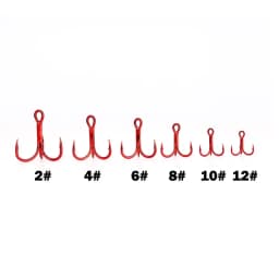 OUTKIT 10pcs 4x Strong Super Sharp Round Treble Hook Antirust High Carbon Steel 2 4 6 8# Sea Treble Hooks Fishing Tackle