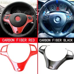 Carbon Fiber Car Steering Wheel Panel Decoration Cover Trim Moulding Sticker for BMW 1 3 Series E87 E90 E92 E93 2005-2012