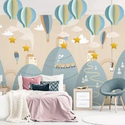 8/4 Pcs Pastel Blue Large Size Hot Air Balloon Garland Decor Paper Cloud Hot Air Balloon Hanging Birthday Baby Shower Decoration