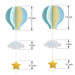 8/4 Pcs Pastel Blue Large Size Hot Air Balloon Garland Decor Paper Cloud Hot Air Balloon Hanging Birthday Baby Shower Decoration