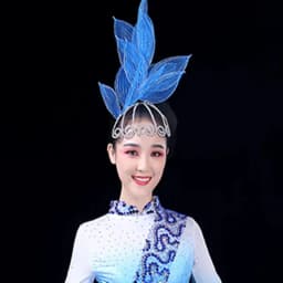 Chinese Classic Folk Dance Leaves Fluffy Hair Clibs Red Yellow Blue Hot Pink Green Hair Accessories Hair Ties for Women Luxury