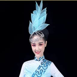 Chinese Classic Folk Dance Leaves Fluffy Hair Clibs Red Yellow Blue Hot Pink Green Hair Accessories Hair Ties for Women Luxury