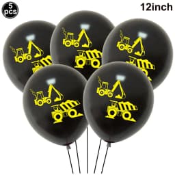 5pcs Construction Party Balloon 32'' Forklift Excavator Truck Balloon 1-9 Digital Foil Balloon Boy Construction Birthday Decors
