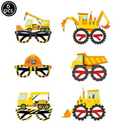 5pcs Construction Party Balloon 32'' Forklift Excavator Truck Balloon 1-9 Digital Foil Balloon Boy Construction Birthday Decors