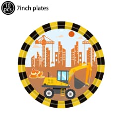 5pcs Construction Party Balloon 32'' Forklift Excavator Truck Balloon 1-9 Digital Foil Balloon Boy Construction Birthday Decors