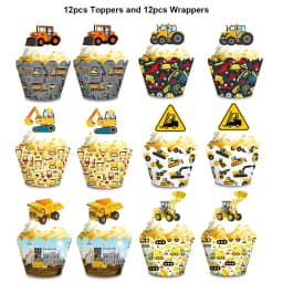 5pcs Construction Party Balloon 32'' Forklift Excavator Truck Balloon 1-9 Digital Foil Balloon Boy Construction Birthday Decors