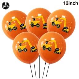 5pcs Construction Party Balloon 32'' Forklift Excavator Truck Balloon 1-9 Digital Foil Balloon Boy Construction Birthday Decors
