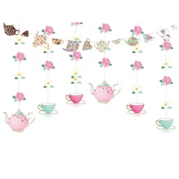 Tea Party Decoration Banner Paper Pre-Strung Cups Vintage Garden Teapot Girl Princesses Parties Bridal Showers Birthday Supplies