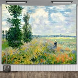 Claude Monet Water Lily Oil Painting Tapestry Wall Hanging Aesthetic Room Decor Artwork Landscape Tapestry Bedroom Decoration