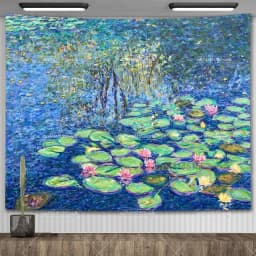 Claude Monet Water Lily Oil Painting Tapestry Wall Hanging Aesthetic Room Decor Artwork Landscape Tapestry Bedroom Decoration