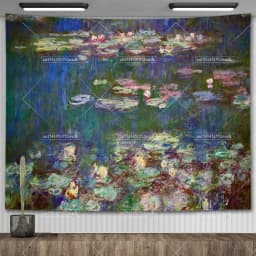 Claude Monet Water Lily Oil Painting Tapestry Wall Hanging Aesthetic Room Decor Artwork Landscape Tapestry Bedroom Decoration