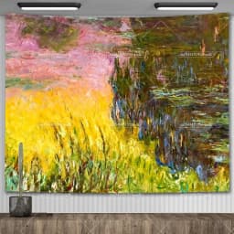 Claude Monet Water Lily Oil Painting Tapestry Wall Hanging Aesthetic Room Decor Artwork Landscape Tapestry Bedroom Decoration