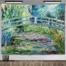 Claude Monet Water Lily Oil Painting Tapestry Wall Hanging Aesthetic Room Decor Artwork Landscape Tapestry Bedroom Decoration
