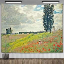 Claude Monet Water Lily Oil Painting Tapestry Wall Hanging Aesthetic Room Decor Artwork Landscape Tapestry Bedroom Decoration