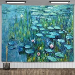 Claude Monet Water Lily Oil Painting Tapestry Wall Hanging Aesthetic Room Decor Artwork Landscape Tapestry Bedroom Decoration