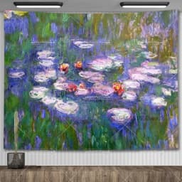 Claude Monet Water Lily Oil Painting Tapestry Wall Hanging Aesthetic Room Decor Artwork Landscape Tapestry Bedroom Decoration