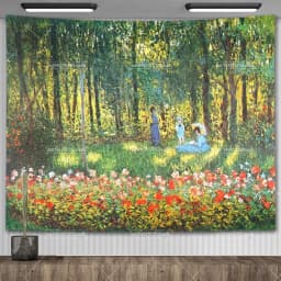 Claude Monet Water Lily Oil Painting Tapestry Wall Hanging Aesthetic Room Decor Artwork Landscape Tapestry Bedroom Decoration