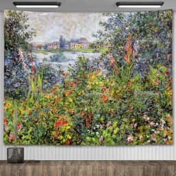 Claude Monet Water Lily Oil Painting Tapestry Wall Hanging Aesthetic Room Decor Artwork Landscape Tapestry Bedroom Decoration