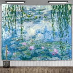 Claude Monet Water Lily Oil Painting Tapestry Wall Hanging Aesthetic Room Decor Artwork Landscape Tapestry Bedroom Decoration
