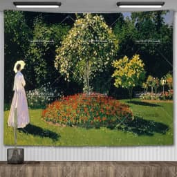 Claude Monet Water Lily Oil Painting Tapestry Wall Hanging Aesthetic Room Decor Artwork Landscape Tapestry Bedroom Decoration