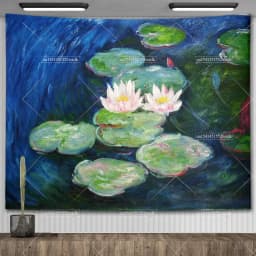 Claude Monet Water Lily Oil Painting Tapestry Wall Hanging Aesthetic Room Decor Artwork Landscape Tapestry Bedroom Decoration