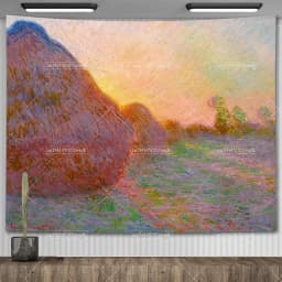 Claude Monet Water Lily Oil Painting Tapestry Wall Hanging Aesthetic Room Decor Artwork Landscape Tapestry Bedroom Decoration