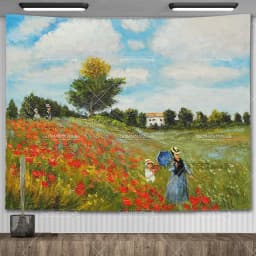 Claude Monet Water Lily Oil Painting Tapestry Wall Hanging Aesthetic Room Decor Artwork Landscape Tapestry Bedroom Decoration