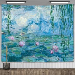 Claude Monet Water Lily Oil Painting Tapestry Wall Hanging Aesthetic Room Decor Artwork Landscape Tapestry Bedroom Decoration