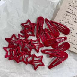 10 Pcs/Lot New Red Star Snap Clip For Girl Waterdrop Barrettes Black Hairpin Women Silver Hair Clip Accessories
