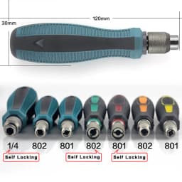 801 802 Screwdriver Bit Handle For 5MM 6MM Round Electric Screwdriver, PP +TPR Self Locking Holder For 1/4" (6.35mm) Bits