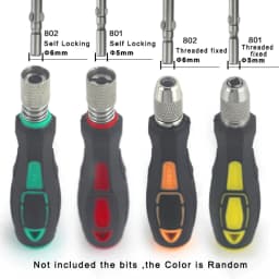 801 802 Screwdriver Bit Handle For 5MM 6MM Round Electric Screwdriver, PP +TPR Self Locking Holder For 1/4" (6.35mm) Bits
