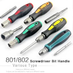 801 802 Screwdriver Bit Handle For 5MM 6MM Round Electric Screwdriver, PP +TPR Self Locking Holder For 1/4" (6.35mm) Bits