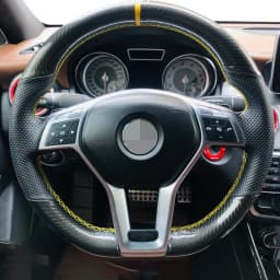 For Mercedes-Benz A45 CLA45 C63 E63 CLS63 SLK55 SL 63 65 GLA45 AMG Genuine Leather Carbon Fiber Car Steering Wheel Cover