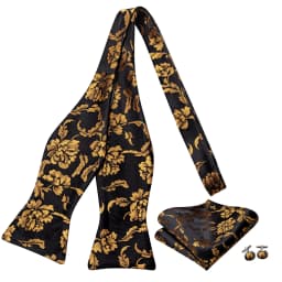 Jacquard Paisley Floral Dots Striped Silk Mens Bowtie Adjustable Self Bow Tie Hankerchief Cufflinks Set for Men Wedding Business