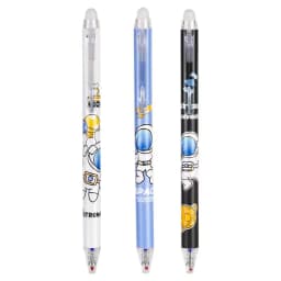 6 Pcs Cartoons Astronaut Neutral Erasable Pen 0.5mm Blue Black Ball Pens Washable Handle School Office Supplies Kids Stationery