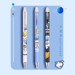 6 Pcs Cartoons Astronaut Neutral Erasable Pen 0.5mm Blue Black Ball Pens Washable Handle School Office Supplies Kids Stationery