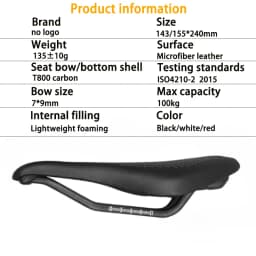 2026 NEW Pu + Carbon Fiber Saddle Road MTB Mountain Bike Bicycle Saddle for Man Cycling Saddle Trail Comfort Races Seat Red Whit