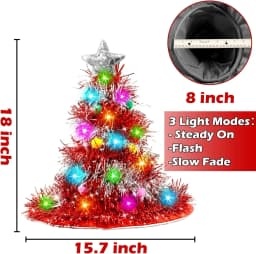 Adults Kids Blinking Glowing Christmas Tree Hats Santa Hat with Tinsel LED Colorful Lights Star New Year Costume